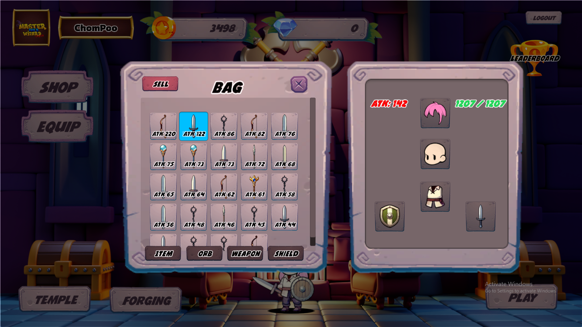 หน้าจอการต่อสู้ในเกม